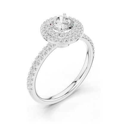 1.16 CT Round Brilliant Lab Diamond Halo Engagement Ring for Women | VVS-VS EF Clarity | 18KT, 14KT, 10KT Gold & 925 Silver | Rose, Yellow, White Gold & Moissanite Options