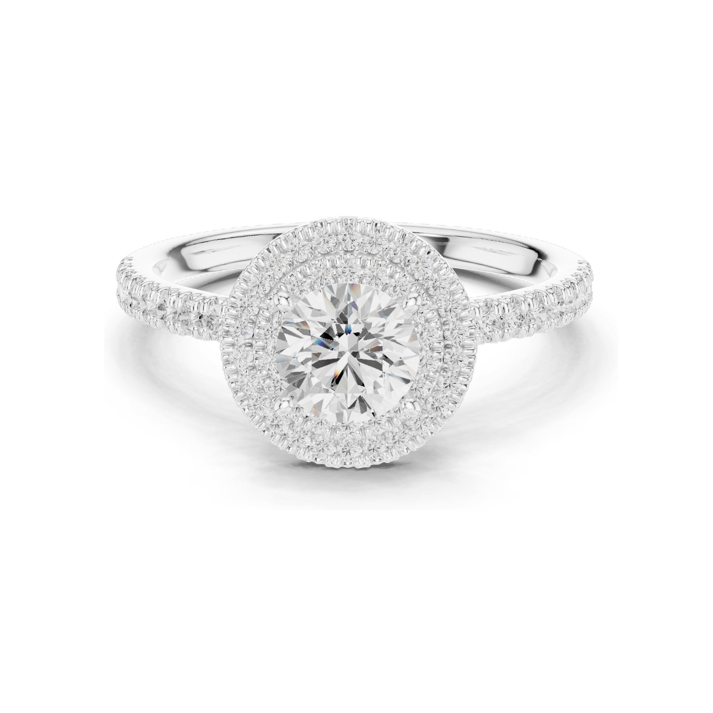1.16 CT Round Brilliant Lab Diamond Halo Engagement Ring for Women | VVS-VS EF Clarity | 18KT, 14KT, 10KT Gold & 925 Silver | Rose, Yellow, White Gold & Moissanite Options