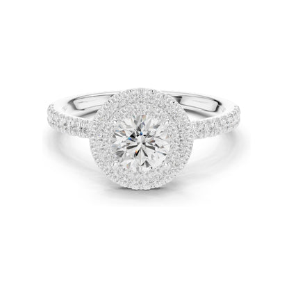 1.16 CT Round Brilliant Lab Diamond Halo Engagement Ring for Women | VVS-VS EF Clarity | 18KT, 14KT, 10KT Gold & 925 Silver | Rose, Yellow, White Gold & Moissanite Options