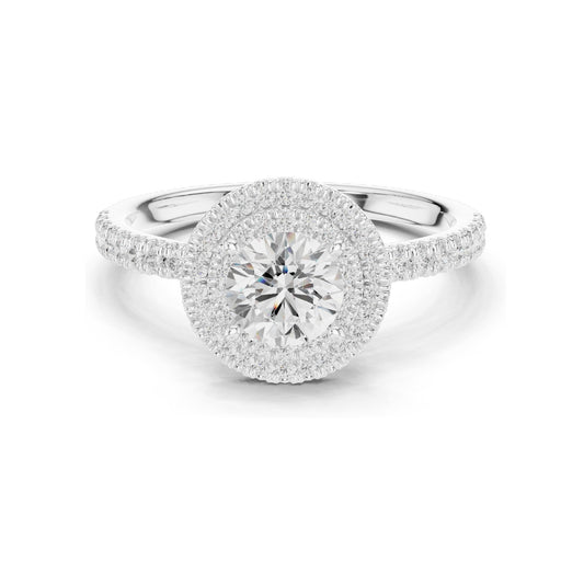 1.16 CT Round Brilliant Lab Diamond Halo Engagement Ring for Women | VVS-VS EF Clarity | 18KT, 14KT, 10KT Gold & 925 Silver | Rose, Yellow, White Gold & Moissanite Options