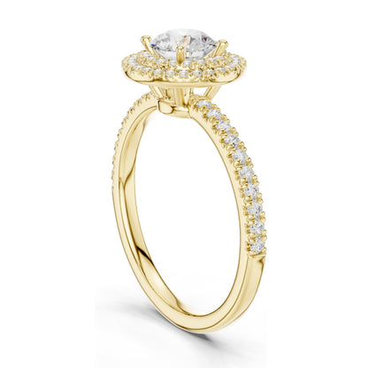 1.16 CT Round Brilliant Lab Diamond Halo Engagement Ring for Women | VVS-VS EF Clarity | 18KT, 14KT, 10KT Gold & 925 Silver | Rose, Yellow, White Gold & Moissanite Options