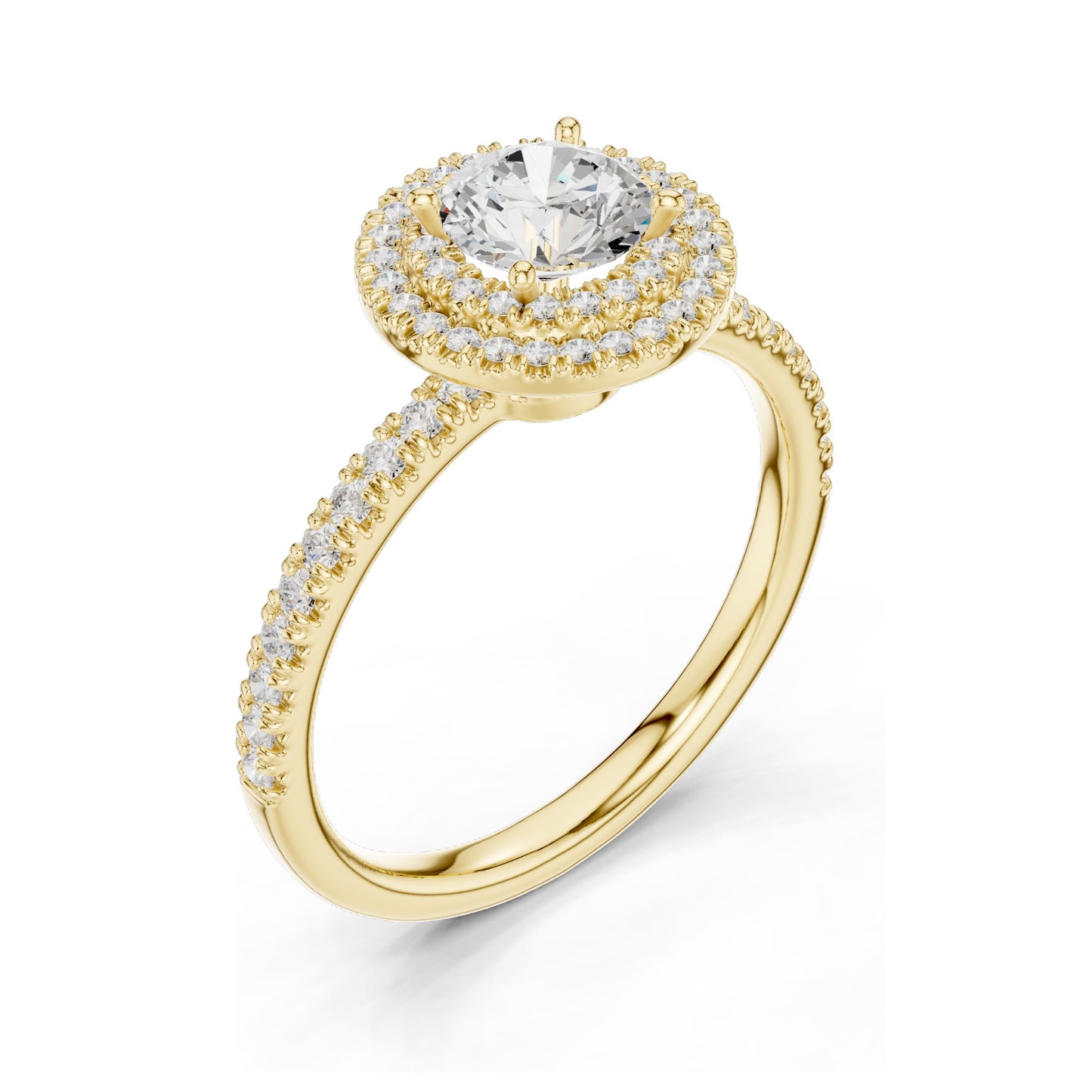1.16 CT Round Brilliant Lab Diamond Halo Engagement Ring for Women | VVS-VS EF Clarity | 18KT, 14KT, 10KT Gold & 925 Silver | Rose, Yellow, White Gold & Moissanite Options