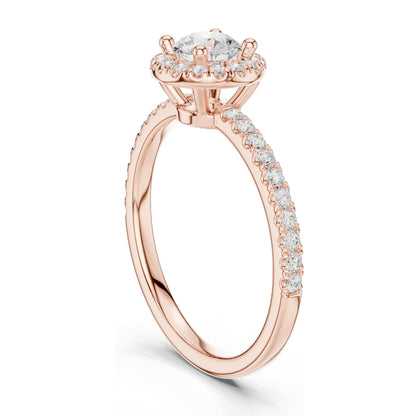 0.868 CT Lab Diamond Halo Engagement Ring for Women | VVS-VS EF Clarity | 18KT, 14KT, 10KT Gold & 925 Silver | Moissanite Option | Rose, Yellow, White Gold