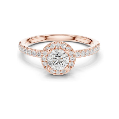0.868 CT Lab Diamond Halo Engagement Ring for Women | VVS-VS EF Clarity | 18KT, 14KT, 10KT Gold & 925 Silver | Moissanite Option | Rose, Yellow, White Gold