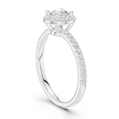 0.868 CT Lab Diamond Halo Engagement Ring for Women | VVS-VS EF Clarity | 18KT, 14KT, 10KT Gold & 925 Silver | Moissanite Option | Rose, Yellow, White Gold