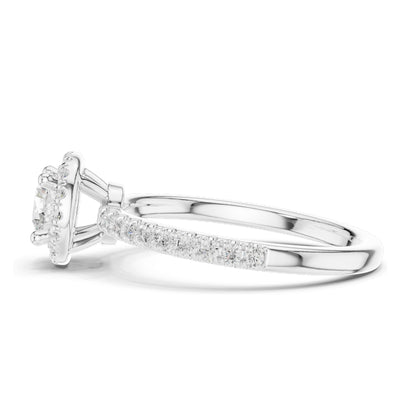 0.868 CT Lab Diamond Halo Engagement Ring for Women | VVS-VS EF Clarity | 18KT, 14KT, 10KT Gold & 925 Silver | Moissanite Option | Rose, Yellow, White Gold