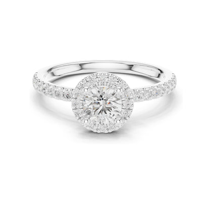 0.868 CT Lab Diamond Halo Engagement Ring for Women | VVS-VS EF Clarity | 18KT, 14KT, 10KT Gold & 925 Silver | Moissanite Option | Rose, Yellow, White Gold