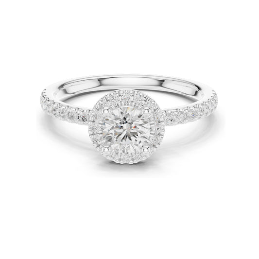 0.868 CT Lab Diamond Halo Engagement Ring for Women | VVS-VS EF Clarity | 18KT, 14KT, 10KT Gold & 925 Silver | Moissanite Option | Rose, Yellow, White Gold