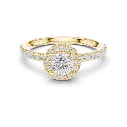 0.868 CT Lab Diamond Halo Engagement Ring for Women | VVS-VS EF Clarity | 18KT, 14KT, 10KT Gold & 925 Silver | Moissanite Option | Rose, Yellow, White Gold