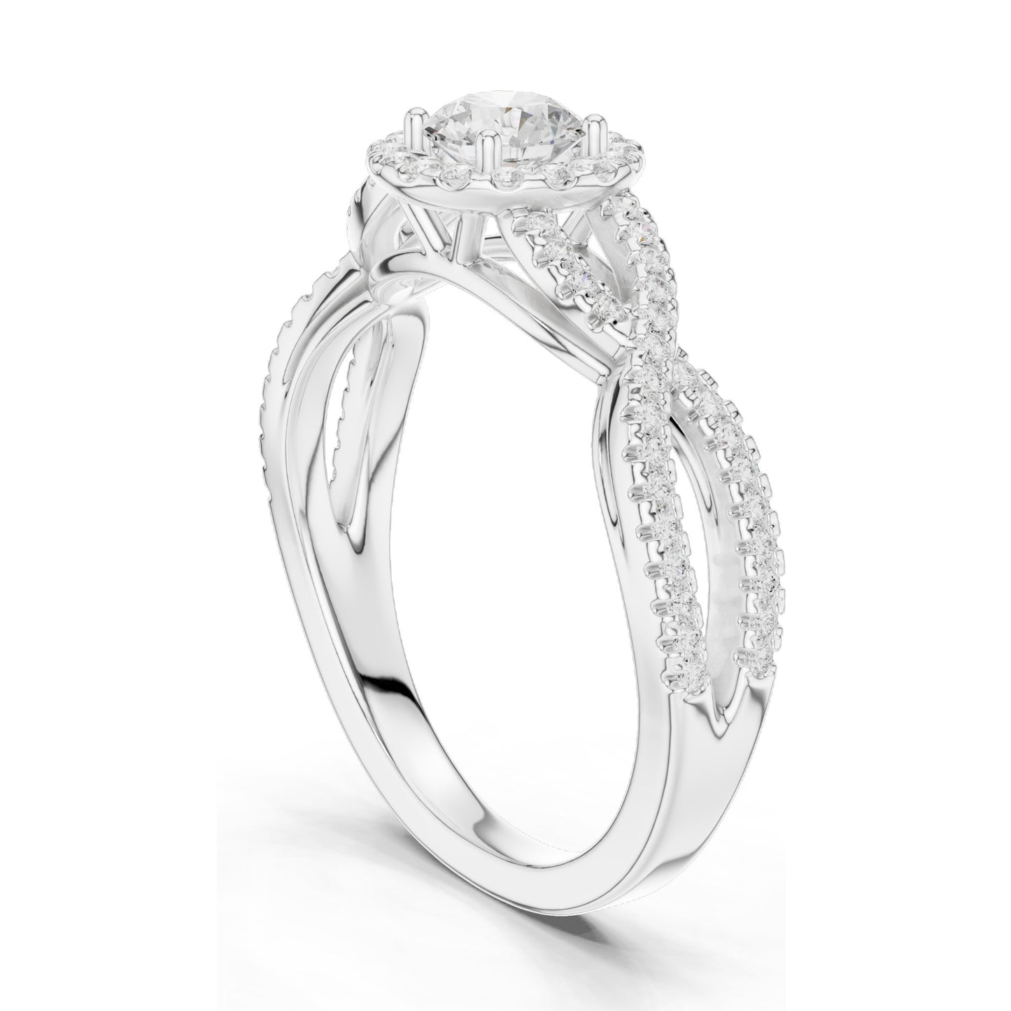 0.838 CT Lab Diamond Twisted Halo Engagement Ring for Women | VVS-VS EF Clarity | 18KT, 14KT, 10KT Gold & 925 Silver | Moissanite Option | Rose, Yellow, White Gold