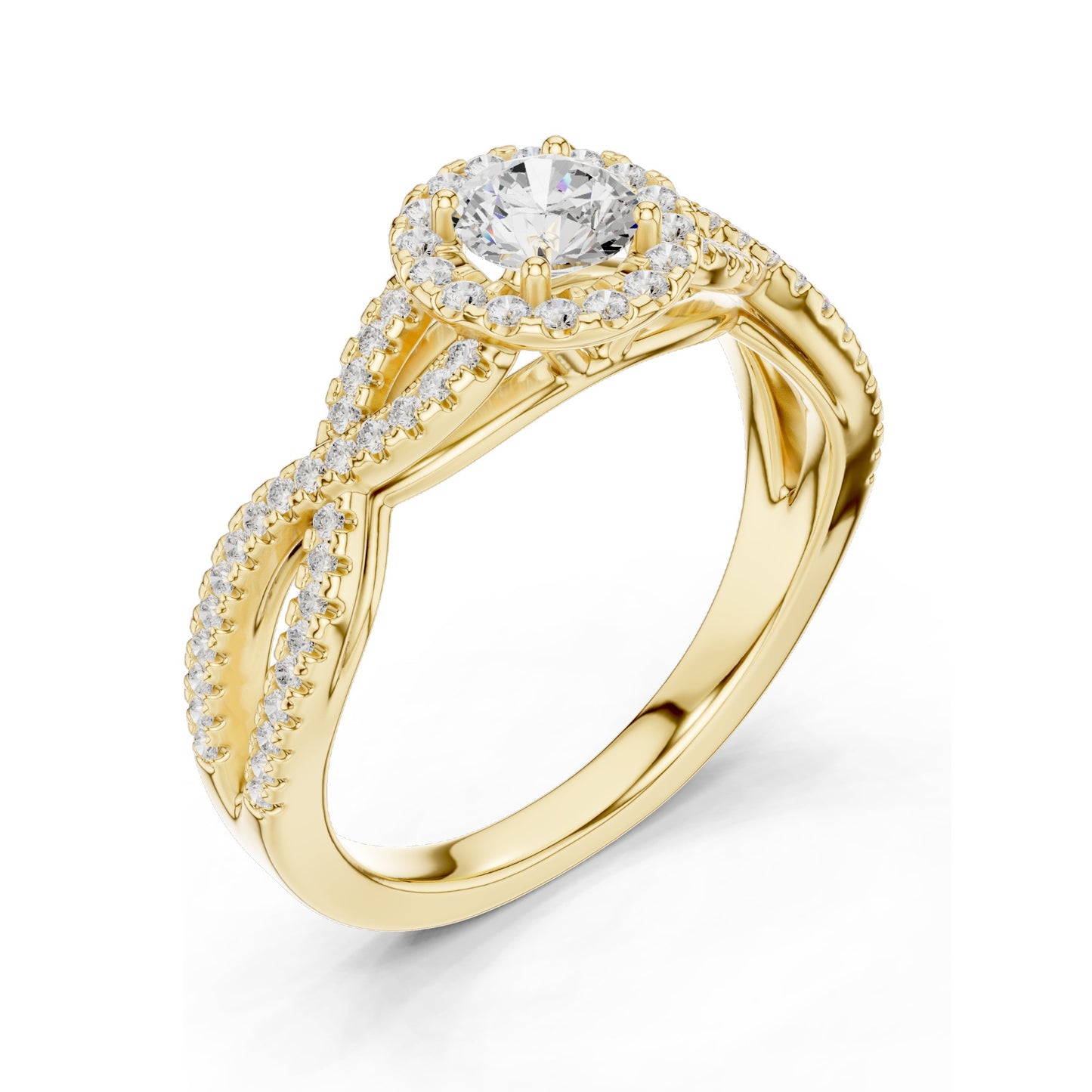 0.838 CT Lab Diamond Twisted Halo Engagement Ring for Women | VVS-VS EF Clarity | 18KT, 14KT, 10KT Gold & 925 Silver | Moissanite Option | Rose, Yellow, White Gold