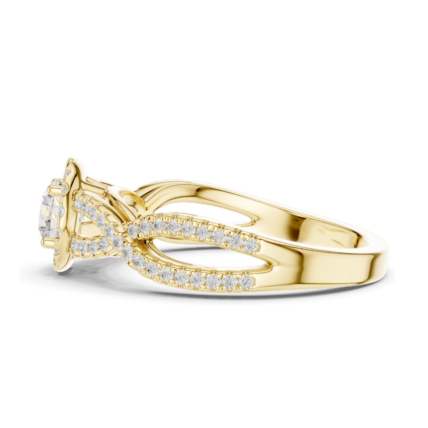 0.838 CT Lab Diamond Twisted Halo Engagement Ring for Women | VVS-VS EF Clarity | 18KT, 14KT, 10KT Gold & 925 Silver | Moissanite Option | Rose, Yellow, White Gold