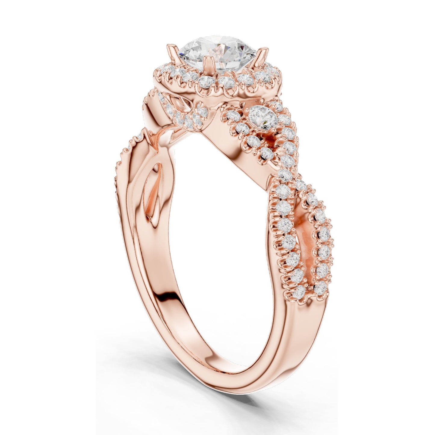 1.22 CT Round Brilliant Lab Diamond Halo Engagement Ring | VVS-VS EF Clarity | 18KT, 14KT, 10KT Gold & 925 Silver | Rose, Yellow, White Gold & Moissanite Options