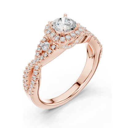 1.22 CT Round Brilliant Lab Diamond Halo Engagement Ring | VVS-VS EF Clarity | 18KT, 14KT, 10KT Gold & 925 Silver | Rose, Yellow, White Gold & Moissanite Options