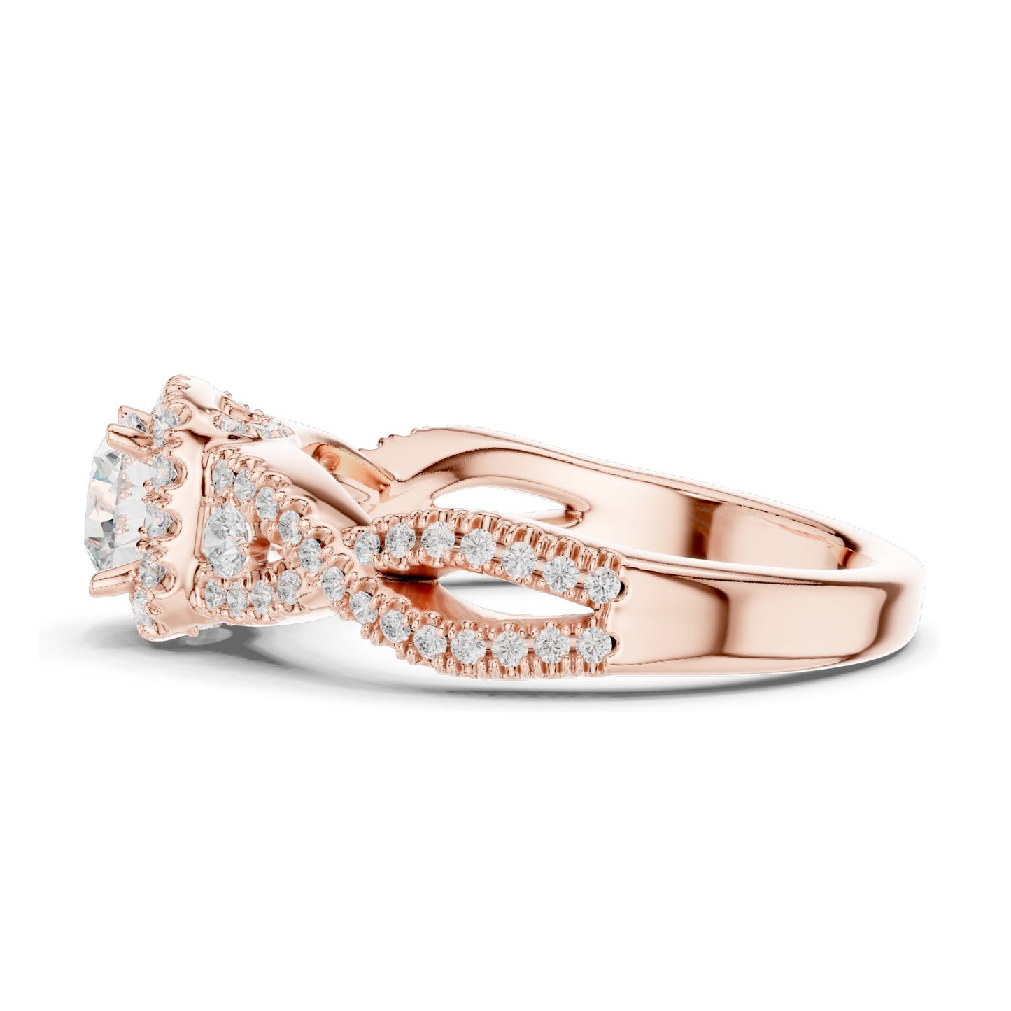 1.22 CT Round Brilliant Lab Diamond Halo Engagement Ring | VVS-VS EF Clarity | 18KT, 14KT, 10KT Gold & 925 Silver | Rose, Yellow, White Gold & Moissanite Options