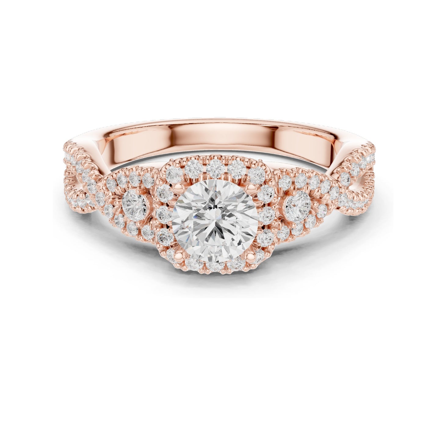 1.22 CT Round Brilliant Lab Diamond Halo Engagement Ring | VVS-VS EF Clarity | 18KT, 14KT, 10KT Gold & 925 Silver | Rose, Yellow, White Gold & Moissanite Options