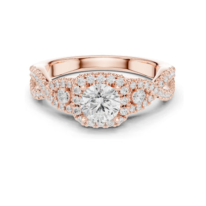 1.22 CT Round Brilliant Lab Diamond Halo Engagement Ring | VVS-VS EF Clarity | 18KT, 14KT, 10KT Gold & 925 Silver | Rose, Yellow, White Gold & Moissanite Options