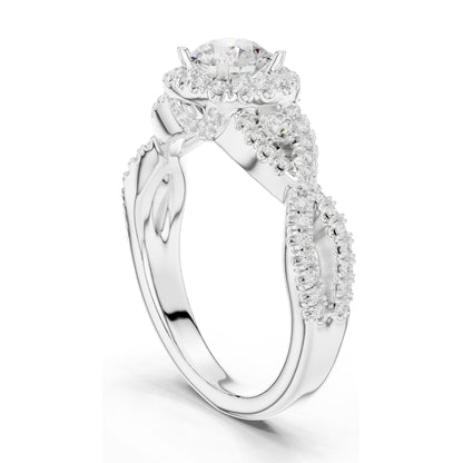 1.22 CT Round Brilliant Lab Diamond Halo Engagement Ring | VVS-VS EF Clarity | 18KT, 14KT, 10KT Gold & 925 Silver | Rose, Yellow, White Gold & Moissanite Options