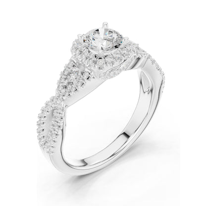 1.22 CT Round Brilliant Lab Diamond Halo Engagement Ring | VVS-VS EF Clarity | 18KT, 14KT, 10KT Gold & 925 Silver | Rose, Yellow, White Gold & Moissanite Options