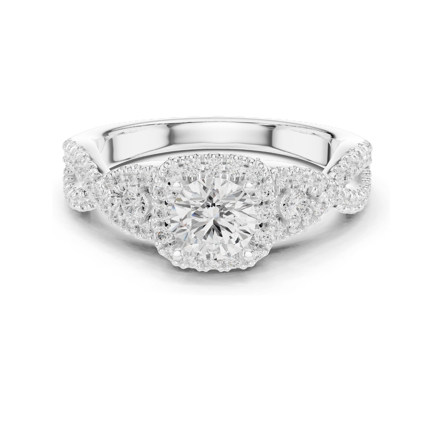 1.22 CT Round Brilliant Lab Diamond Halo Engagement Ring | VVS-VS EF Clarity | 18KT, 14KT, 10KT Gold & 925 Silver | Rose, Yellow, White Gold & Moissanite Options