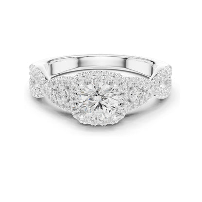 1.22 CT Round Brilliant Lab Diamond Halo Engagement Ring | VVS-VS EF Clarity | 18KT, 14KT, 10KT Gold & 925 Silver | Rose, Yellow, White Gold & Moissanite Options