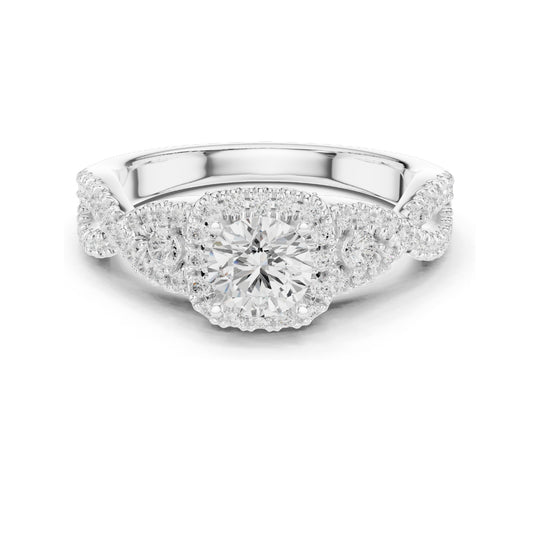 1.22 CT Round Brilliant Lab Diamond Halo Engagement Ring | VVS-VS EF Clarity | 18KT, 14KT, 10KT Gold & 925 Silver | Rose, Yellow, White Gold & Moissanite Options