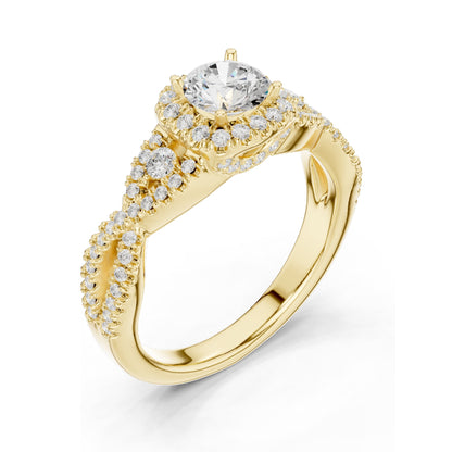 1.22 CT Round Brilliant Lab Diamond Halo Engagement Ring | VVS-VS EF Clarity | 18KT, 14KT, 10KT Gold & 925 Silver | Rose, Yellow, White Gold & Moissanite Options