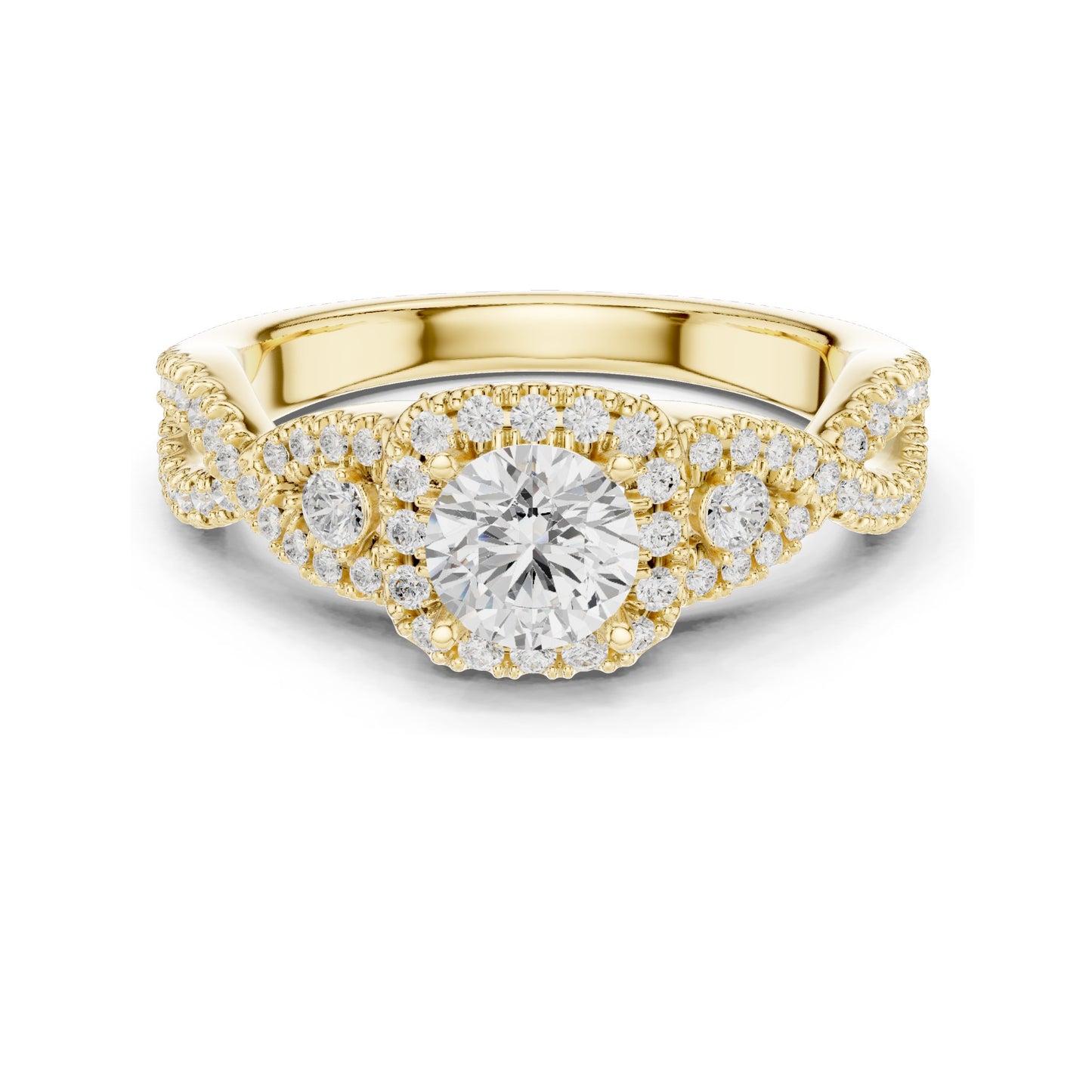 1.22 CT Round Brilliant Lab Diamond Halo Engagement Ring | VVS-VS EF Clarity | 18KT, 14KT, 10KT Gold & 925 Silver | Rose, Yellow, White Gold & Moissanite Options