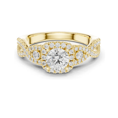 1.22 CT Round Brilliant Lab Diamond Halo Engagement Ring | VVS-VS EF Clarity | 18KT, 14KT, 10KT Gold & 925 Silver | Rose, Yellow, White Gold & Moissanite Options