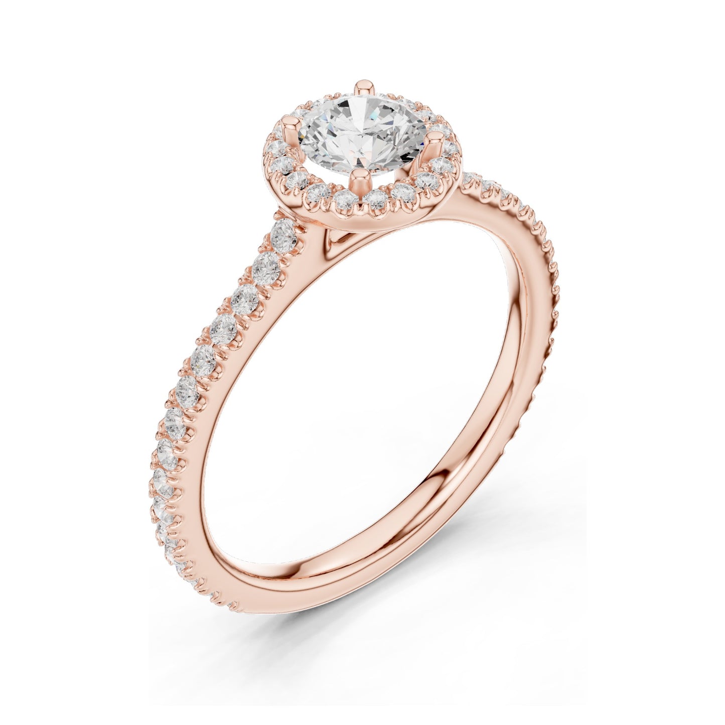0.98 CT Round Brilliant Lab Diamond Halo Ring for Women | VVS-VS EF Clarity | 18KT, 14KT, 10KT Gold & 925 Silver | Rose, Yellow, White Gold & Moissanite Options