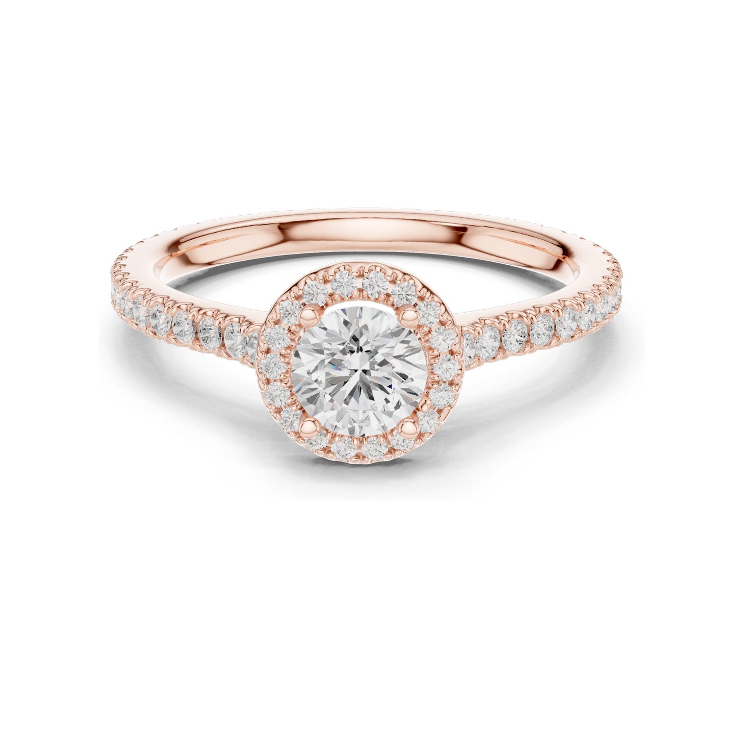 0.98 CT Round Brilliant Lab Diamond Halo Ring for Women | VVS-VS EF Clarity | 18KT, 14KT, 10KT Gold & 925 Silver | Rose, Yellow, White Gold & Moissanite Options