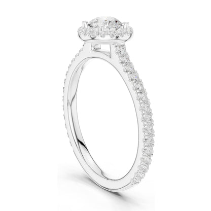 0.98 CT Round Brilliant Lab Diamond Halo Ring for Women | VVS-VS EF Clarity | 18KT, 14KT, 10KT Gold & 925 Silver | Rose, Yellow, White Gold & Moissanite Options