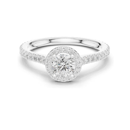 0.98 CT Round Brilliant Lab Diamond Halo Ring for Women | VVS-VS EF Clarity | 18KT, 14KT, 10KT Gold & 925 Silver | Rose, Yellow, White Gold & Moissanite Options