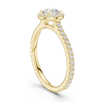 0.98 CT Round Brilliant Lab Diamond Halo Ring for Women | VVS-VS EF Clarity | 18KT, 14KT, 10KT Gold & 925 Silver | Rose, Yellow, White Gold & Moissanite Options