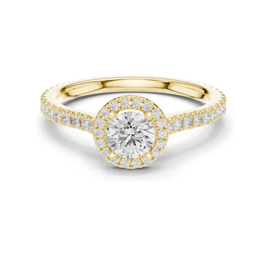 0.98 CT Round Brilliant Lab Diamond Halo Ring for Women | VVS-VS EF Clarity | 18KT, 14KT, 10KT Gold & 925 Silver | Rose, Yellow, White Gold & Moissanite Options