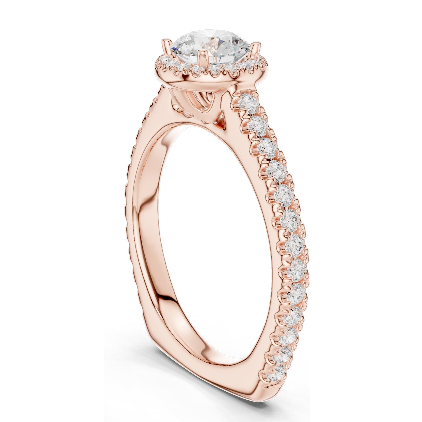 1.43 CT Lab Diamond Halo Engagement Ring for Women | VVS-VS EF Clarity | 18KT, 14KT, 10KT Gold & 925 Silver | Rose, Yellow, White Gold & Moissanite Options