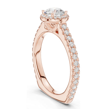 1.43 CT Lab Diamond Halo Engagement Ring for Women | VVS-VS EF Clarity | 18KT, 14KT, 10KT Gold & 925 Silver | Rose, Yellow, White Gold & Moissanite Options