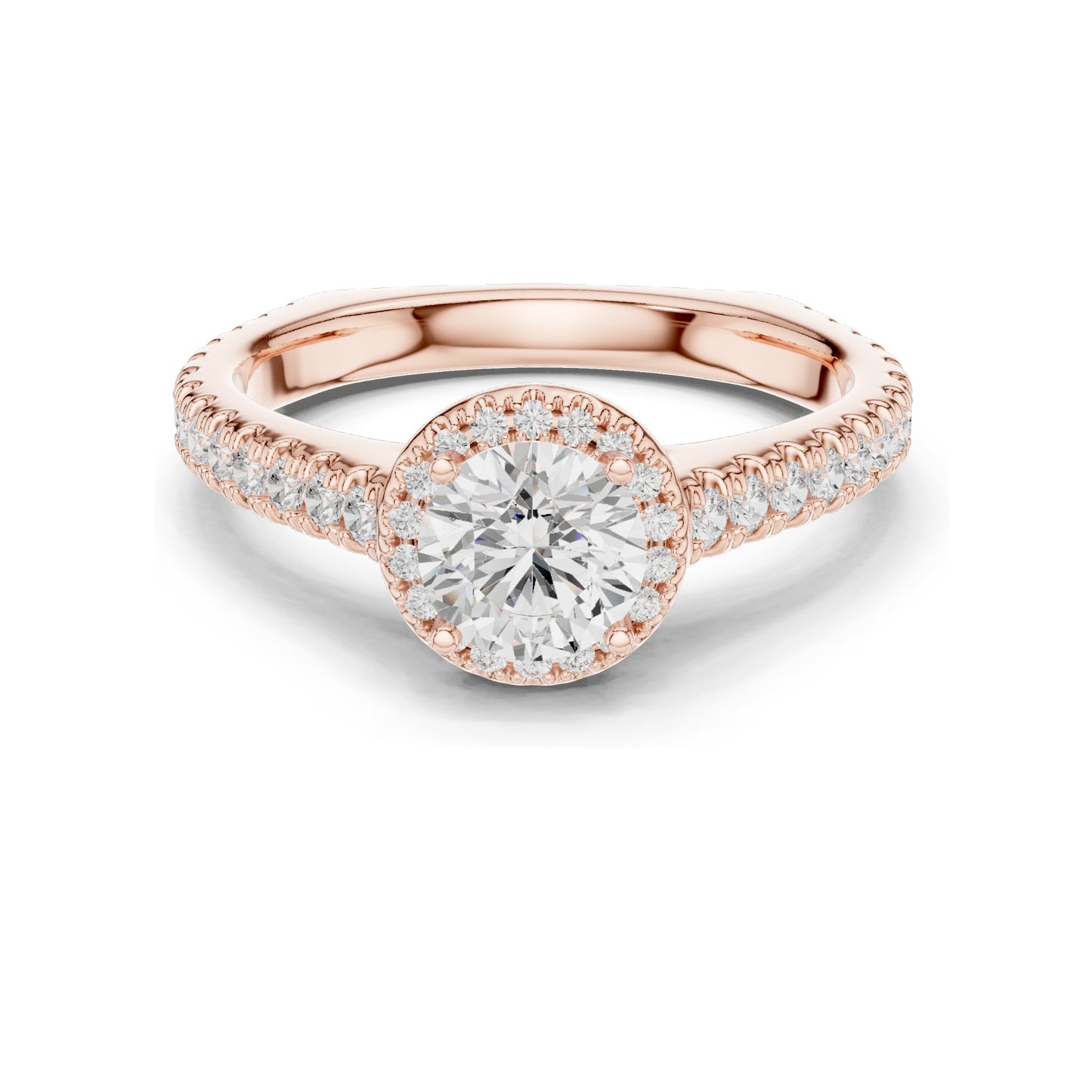 1.43 CT Lab Diamond Halo Engagement Ring for Women | VVS-VS EF Clarity | 18KT, 14KT, 10KT Gold & 925 Silver | Rose, Yellow, White Gold & Moissanite Options