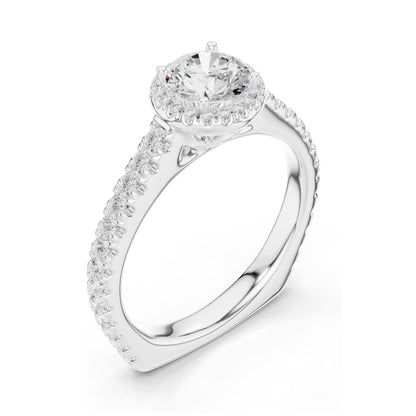 1.43 CT Lab Diamond Halo Engagement Ring for Women | VVS-VS EF Clarity | 18KT, 14KT, 10KT Gold & 925 Silver | Rose, Yellow, White Gold & Moissanite Options