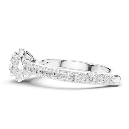 1.43 CT Lab Diamond Halo Engagement Ring for Women | VVS-VS EF Clarity | 18KT, 14KT, 10KT Gold & 925 Silver | Rose, Yellow, White Gold & Moissanite Options