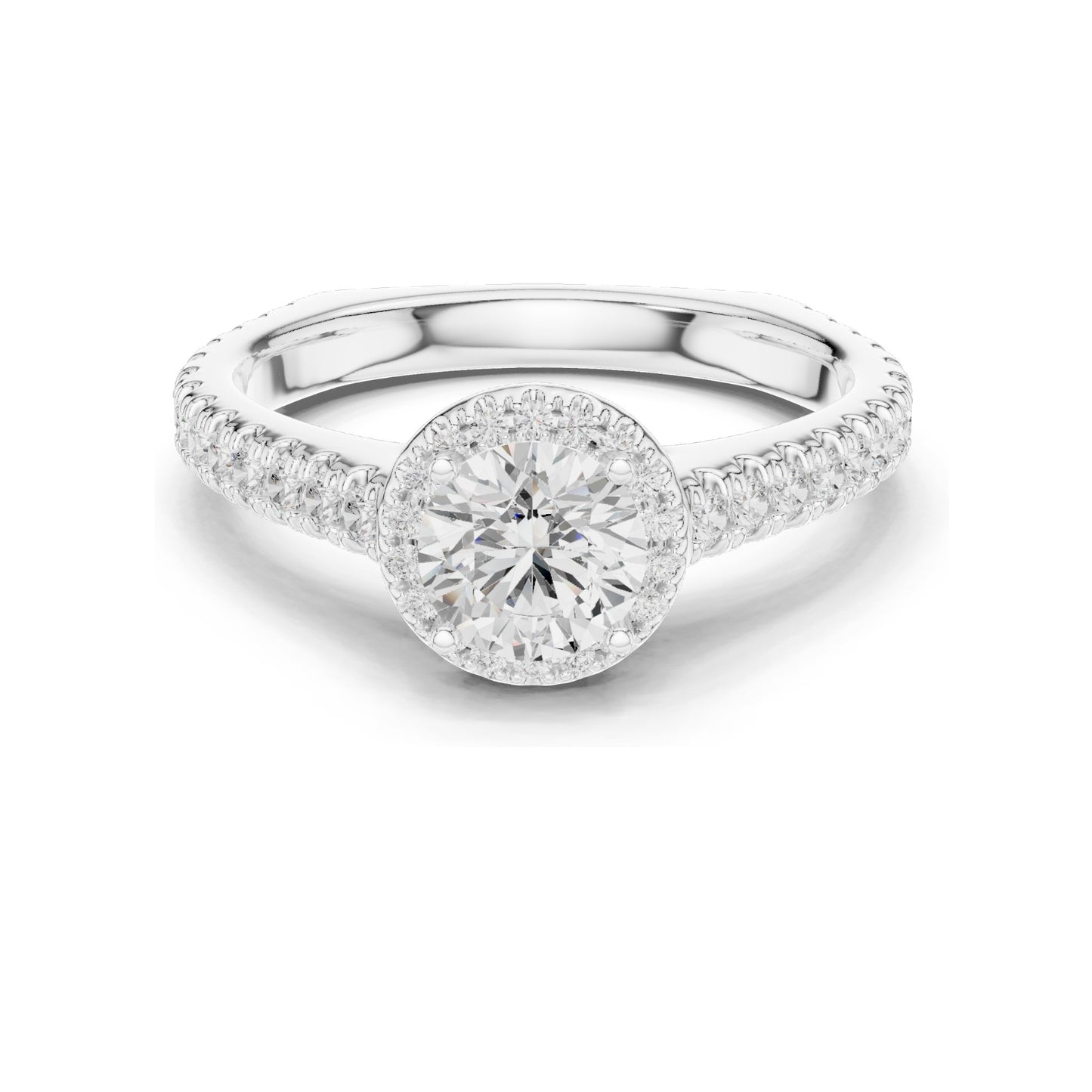 1.43 CT Lab Diamond Halo Engagement Ring for Women | VVS-VS EF Clarity | 18KT, 14KT, 10KT Gold & 925 Silver | Rose, Yellow, White Gold & Moissanite Options