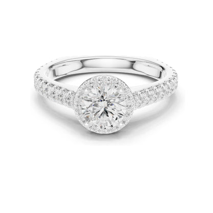1.43 CT Lab Diamond Halo Engagement Ring for Women | VVS-VS EF Clarity | 18KT, 14KT, 10KT Gold & 925 Silver | Rose, Yellow, White Gold & Moissanite Options