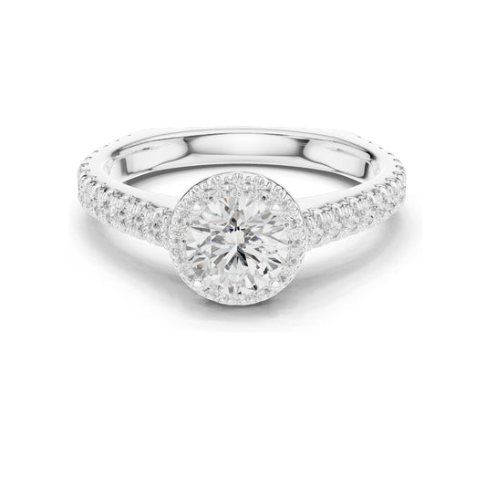 1.43 CT Lab Diamond Halo Engagement Ring for Women | VVS-VS EF Clarity | 18KT, 14KT, 10KT Gold & 925 Silver | Rose, Yellow, White Gold & Moissanite Options