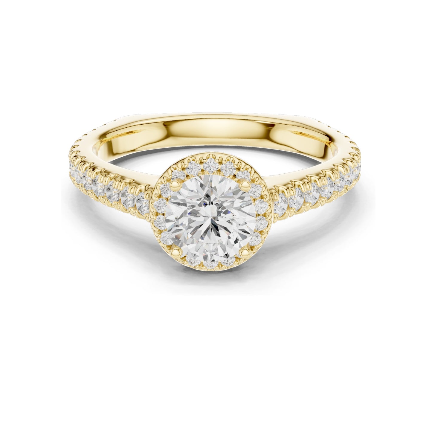 1.43 CT Lab Diamond Halo Engagement Ring for Women | VVS-VS EF Clarity | 18KT, 14KT, 10KT Gold & 925 Silver | Rose, Yellow, White Gold & Moissanite Options