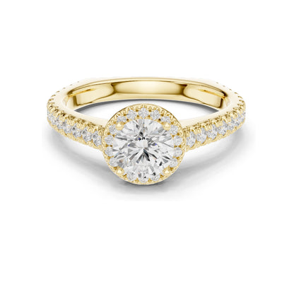 1.43 CT Lab Diamond Halo Engagement Ring for Women | VVS-VS EF Clarity | 18KT, 14KT, 10KT Gold & 925 Silver | Rose, Yellow, White Gold & Moissanite Options