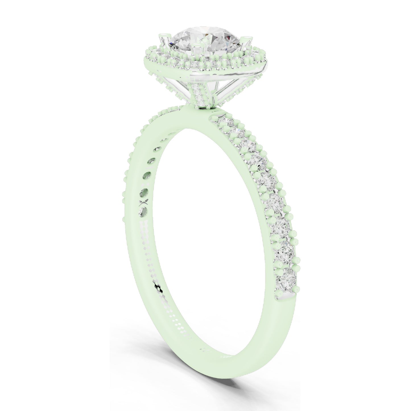 1.17 CT Lab Diamond Halo Engagement Ring for Women | VVS-VS EF Clarity | 18KT, 14KT, 10KT Gold & 925 Silver | Rose, Yellow, White Gold & Moissanite Options
