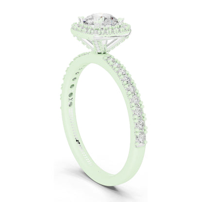 1.17 CT Lab Diamond Halo Engagement Ring for Women | VVS-VS EF Clarity | 18KT, 14KT, 10KT Gold & 925 Silver | Rose, Yellow, White Gold & Moissanite Options