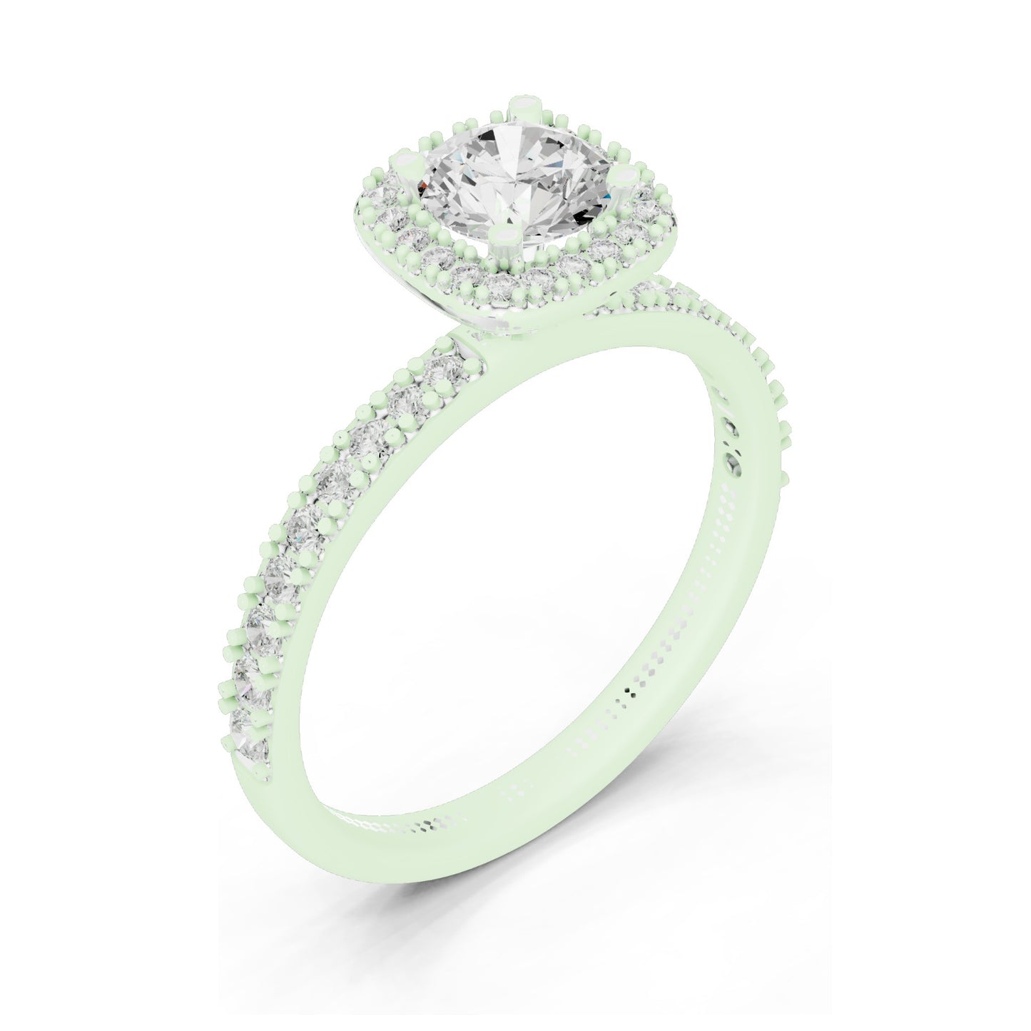 1.17 CT Lab Diamond Halo Engagement Ring for Women | VVS-VS EF Clarity | 18KT, 14KT, 10KT Gold & 925 Silver | Rose, Yellow, White Gold & Moissanite Options
