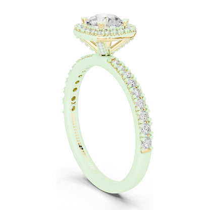 1.17 CT Lab Diamond Halo Engagement Ring for Women | VVS-VS EF Clarity | 18KT, 14KT, 10KT Gold & 925 Silver | Rose, Yellow, White Gold & Moissanite Options