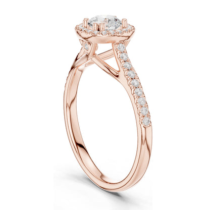0.79 CT Lab Diamond Cushion Cut Halo Engagement Ring for Women | VVS-VS EF Clarity | 18KT, 14KT, 10KT Gold & 925 Silver | Rose, Yellow, White Gold & Moissanite Options